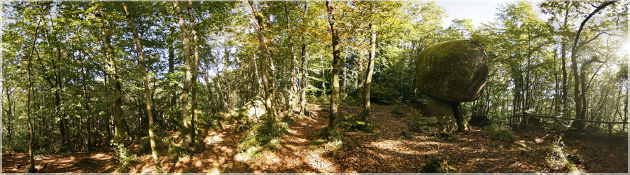 Le Champignon, foret de Huelgoat (Finistre)  'Le champignon' ressemble effectivement un norme cpe, mais il est en granit et doit peser environ 200 tonnes... www.360x180.fr Selme Matthieu