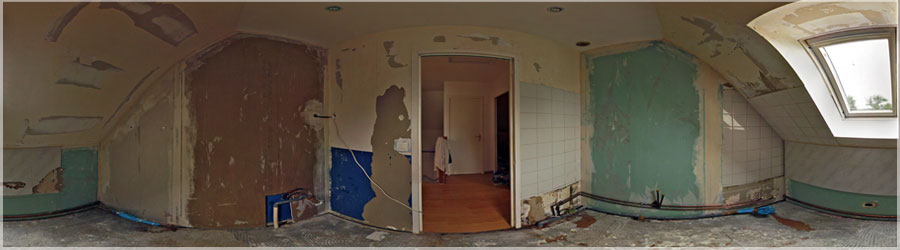 Salle de Bain avant Travaux 1/5 Suivi de chantier  : réfection d'une salle de bain (panorama 1/5) www.360x180.fr Selme Matthieu