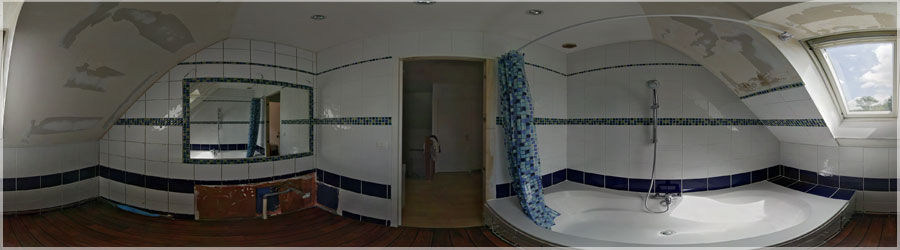 Salle de Bain pendant Travaux 4/5 Suivi de chantier  : réfection d'une salle de bain (panorama 4/5) www.360x180.fr Selme Matthieu