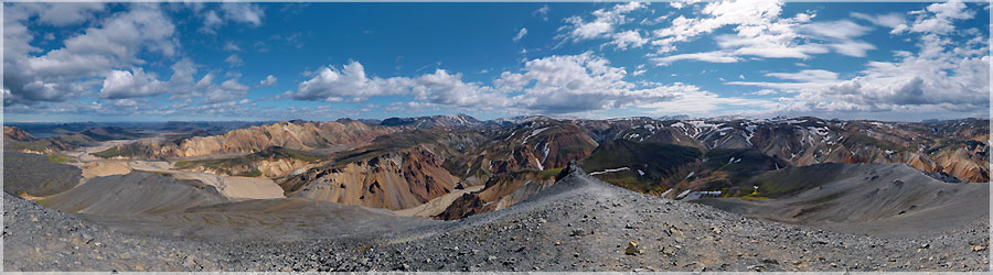 Sommet du Blahnukur, magnifique vue sur Landmannalaugar Sommet du Blahnukur, magnifique vue sur Landmannalaugar www.360x180.fr Selme Matthieu